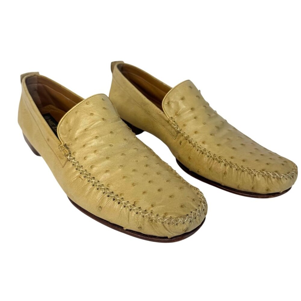 Mezlan Mens Ostrich Tan Slip On Loafer Size 11 US Spain Dress Driving Shoes